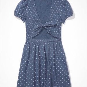 AE American Eagle Floral Tie-Front Short-Sleeve Mini Dress With Pockets